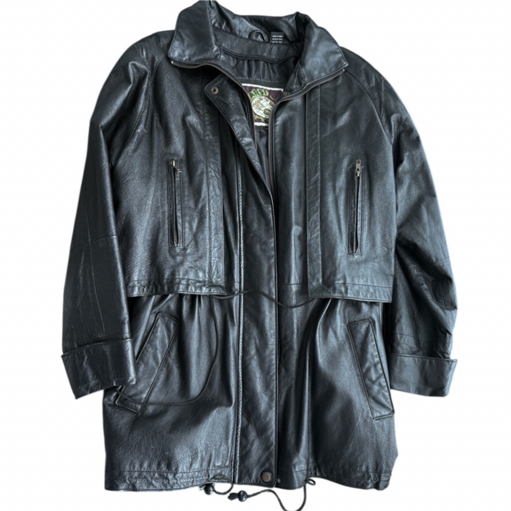 Vintage Learsi Black Leather Parka – Tagged Small (Fits Women’s M/L) - Picture 7 of 14